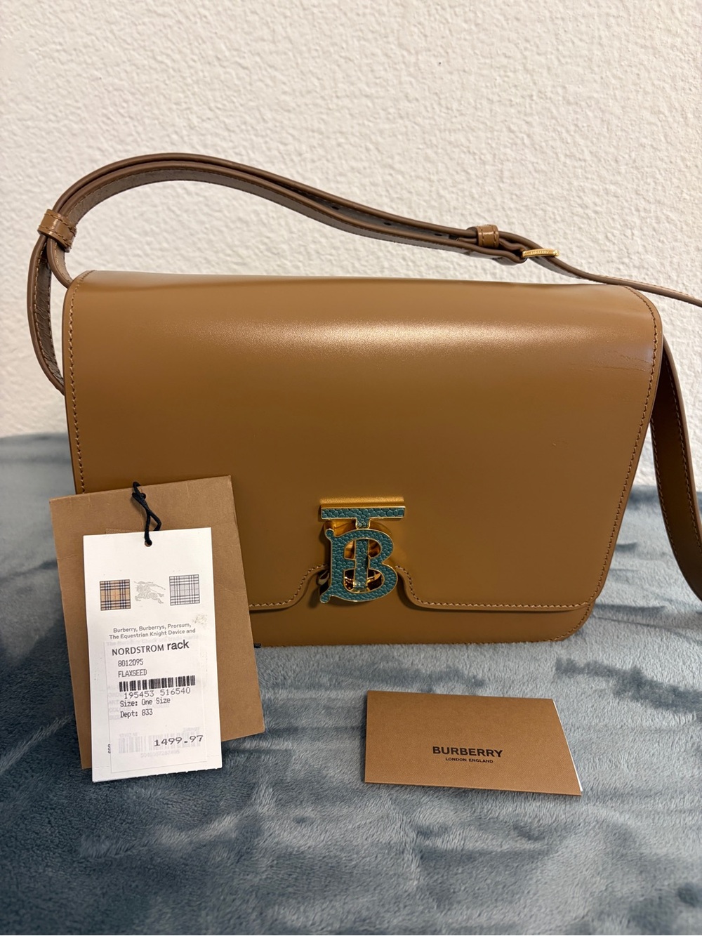 Authentic Burberry Brown Leather Medium TB Leather Shoulder Bag